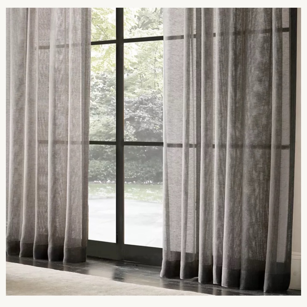 Restoration Hardware Fog 108x 50 Linen Curtains Drapes 3 remaining panels